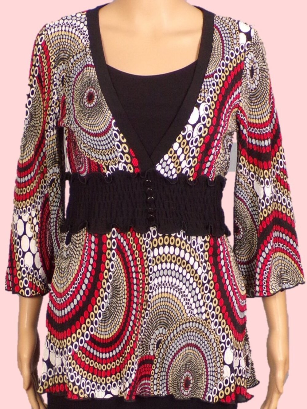 CLOTHING CO. by NOTATIONS size S multicolor tunic top 100% polyester hand wash